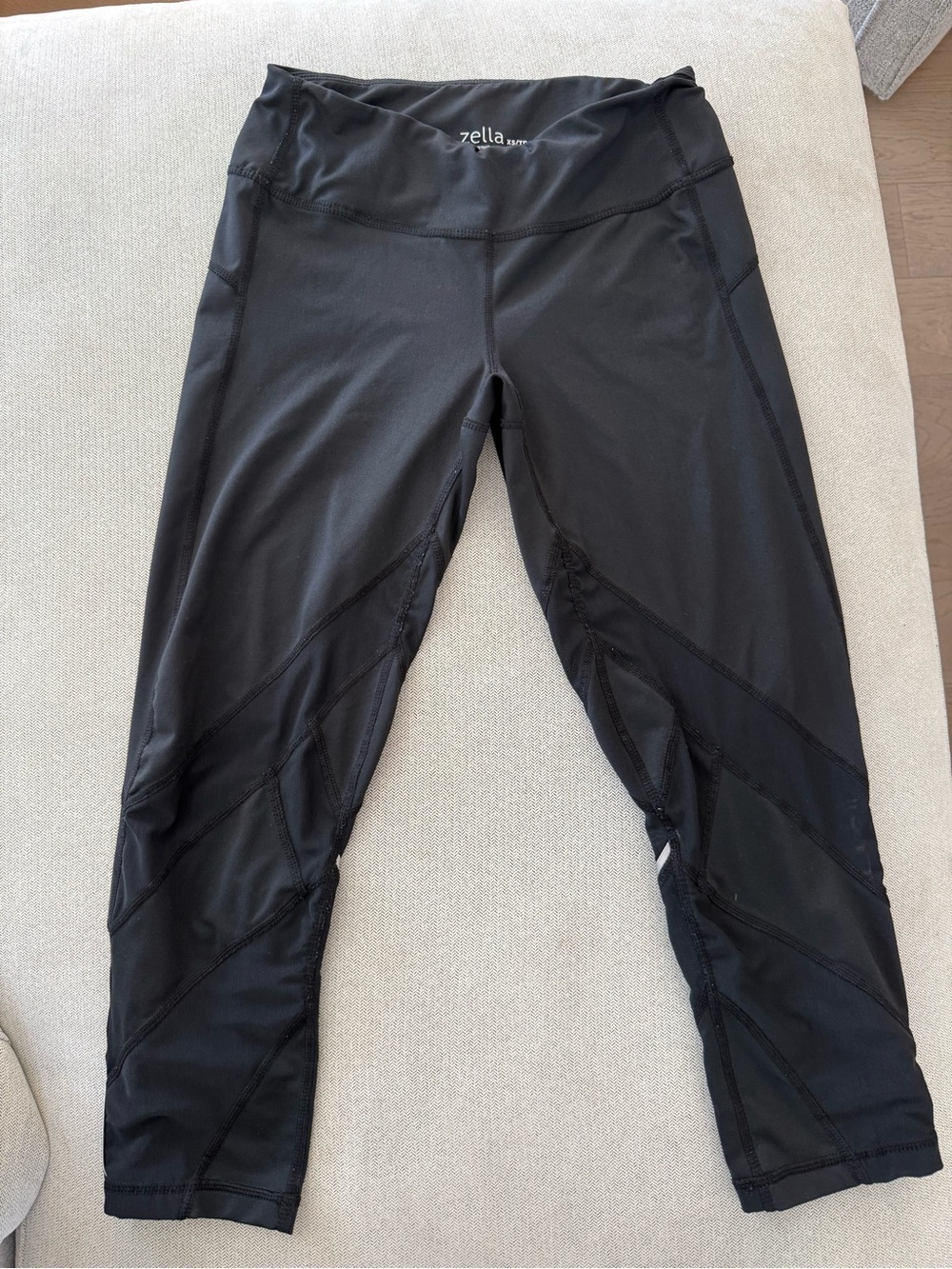 Zella Black Mesh-Panel Athletic Leggings